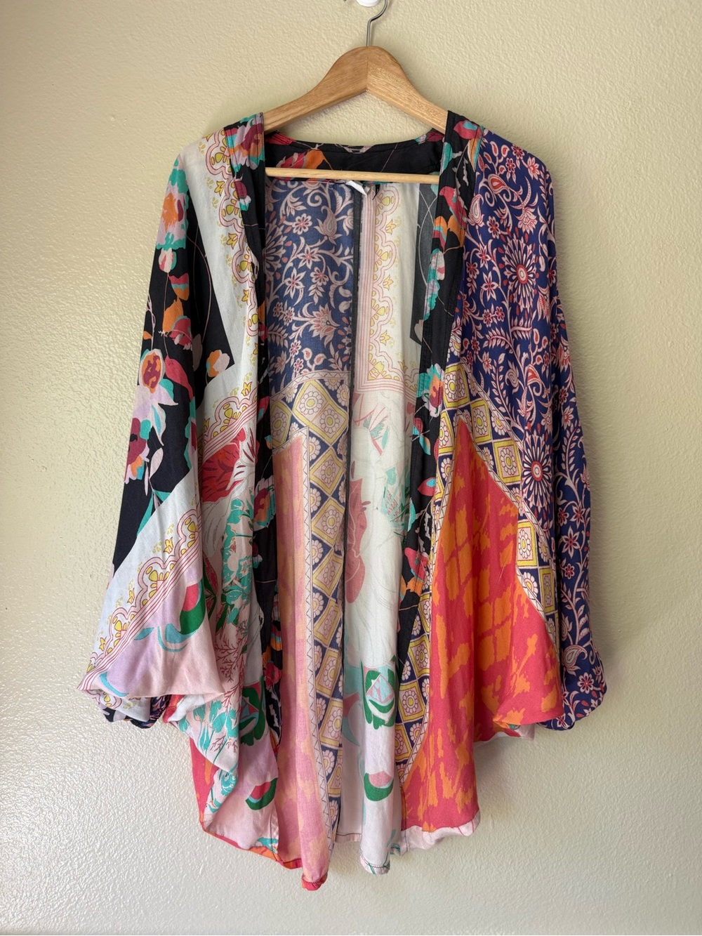AKEMI + KIN Multicolor Patchwork Open-Front Kimono Tunic